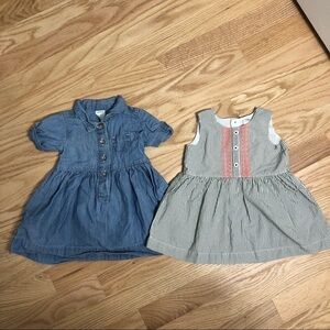 Carter’s 6 Month Dress Bundle Denim Striped Baby Girl Blue Black Short Sleeve